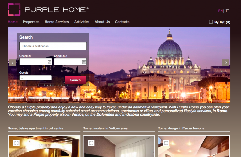 Vacation Rental Website Samples: Purple Home
