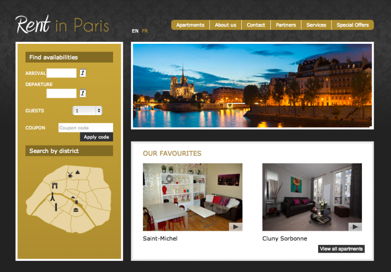 Vacation Rental Website Samples: Rent in Paris